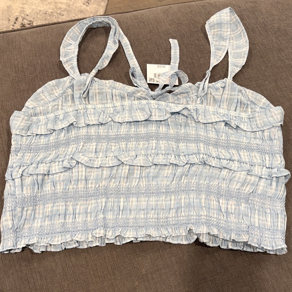 American Eagle Smocked Ruffle Tank Top - Size Large - NWT!! women’s tanks tops - Picture 5 of 12